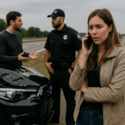 Woman with officer after a a car accident- Coon Rapids Collision-What to do After an Accident
