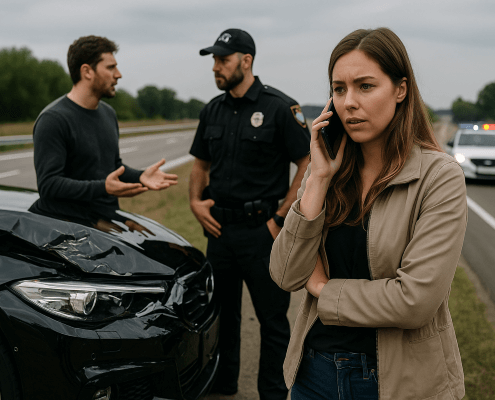 Woman with officer after a a car accident- Coon Rapids Collision-What to do After an Accident