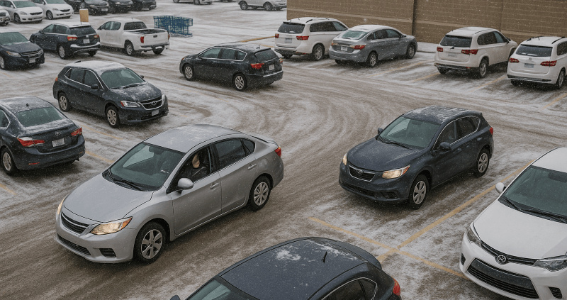 Winter parking lot hazards