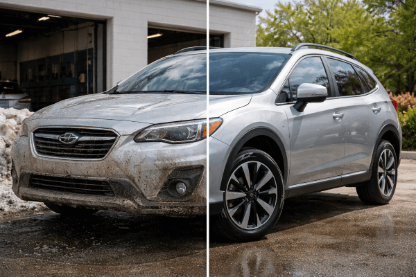 Restoration transformation of silver SUV